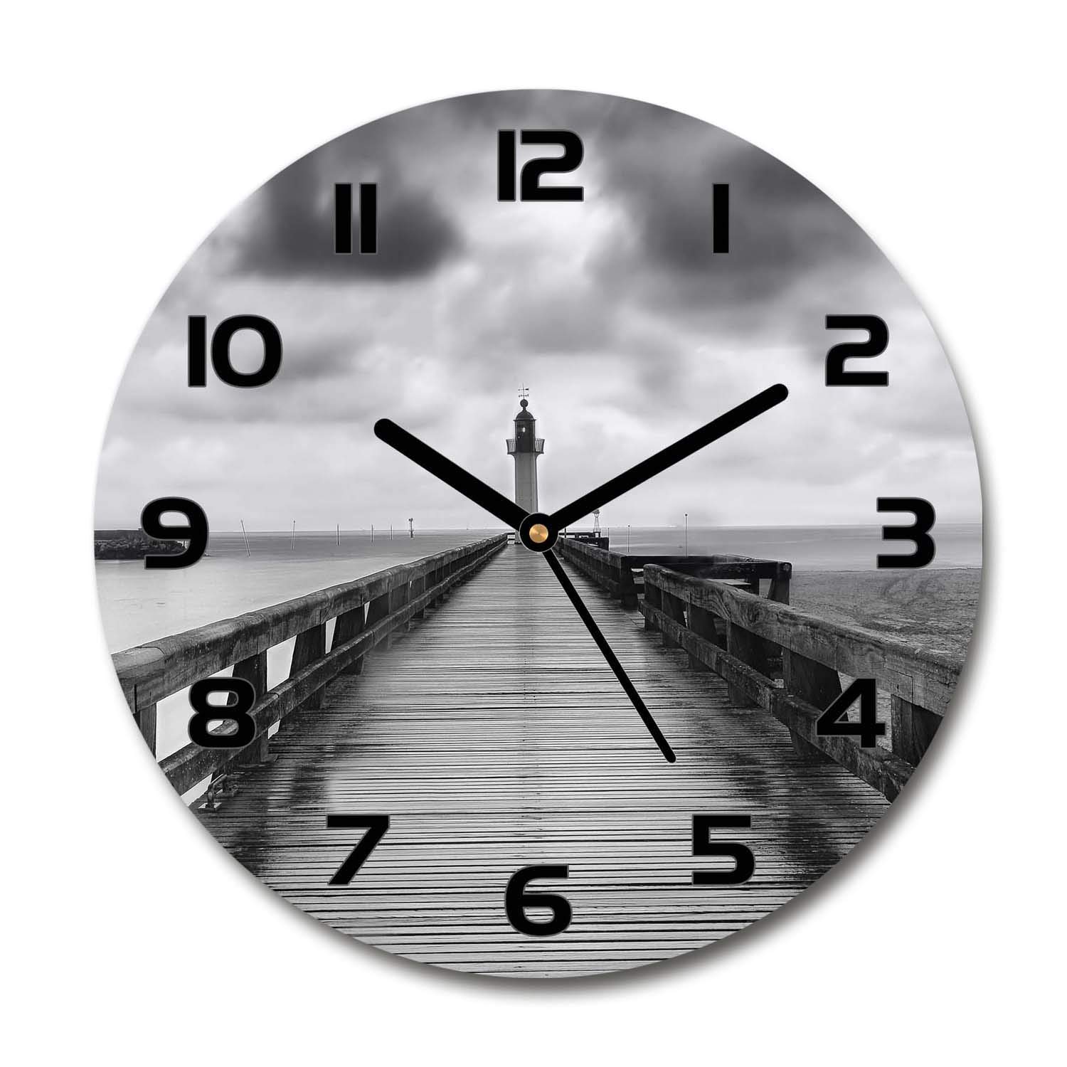 Horloge de Salon en Verre Trempé 60x60 Tulup Motif Phare pour Mur