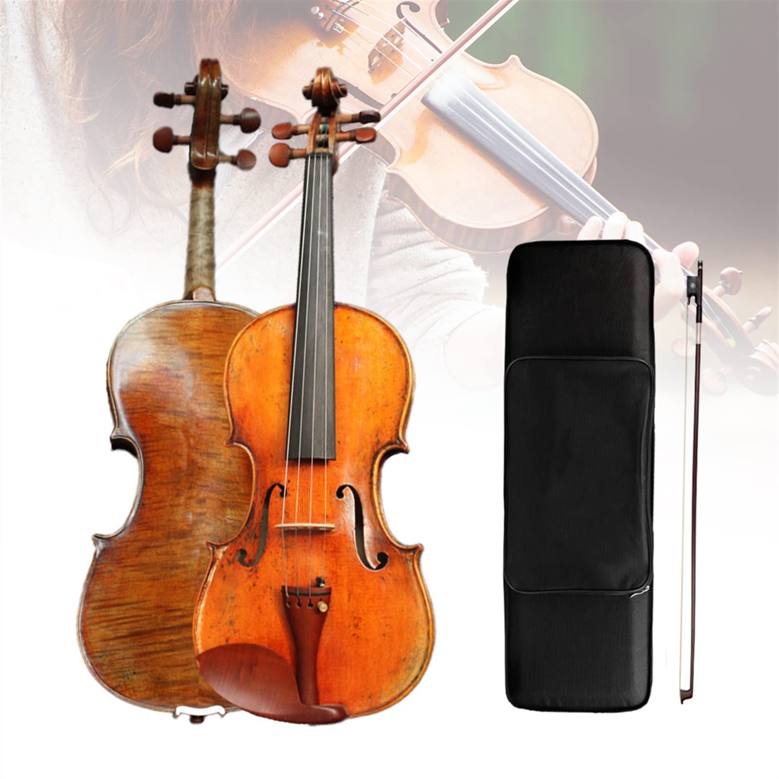 Violino Acustico Top in Abete Europeo Fondo in Acero 4/4 Violino Set con Arco per Violino Ponte per Violino Custodia per Violino Violini per Studenti