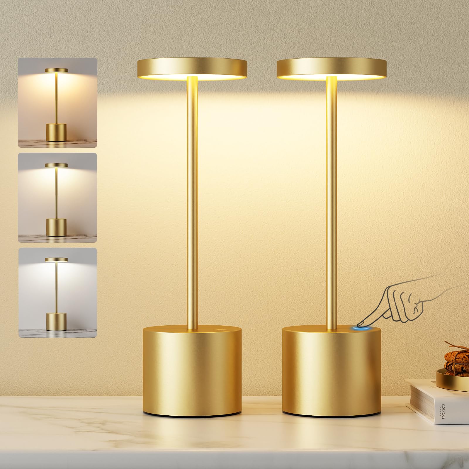 PreeOtti LED Tischlampe Kabellos, 2 Stück
