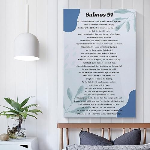 Miniatura 5 de Salmo 91 - Póster artístico con versículo bíblico español Salmo 91 para habitación, estética y decoración, 2 pósteres e impresiones artísticas de
