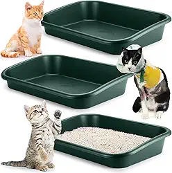 Uiifan Caixa de areia para gatos idosos de entrada baixa, caixa de areia para animais de estimação, caixa de areia de baixa entrada aberta para gatos idosos com deficiência frágil, fácil de limpar