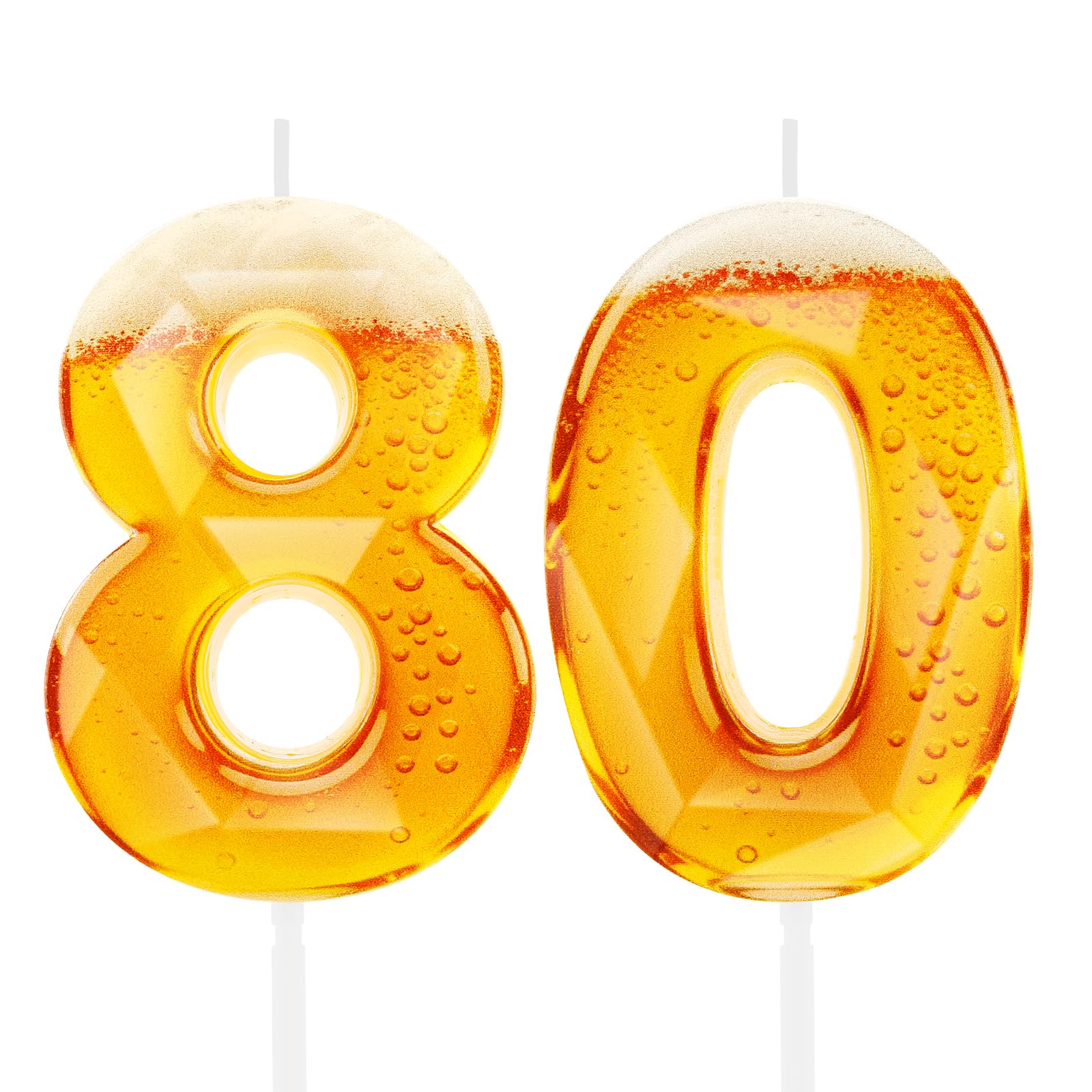 Funny Beer Themed Birthday Candles for Men, 80th Birthday Cake Topper Decorations for Beer Lovers, Novelty Design Party Supplies for 80 Year Old Dad Husband Grandpa