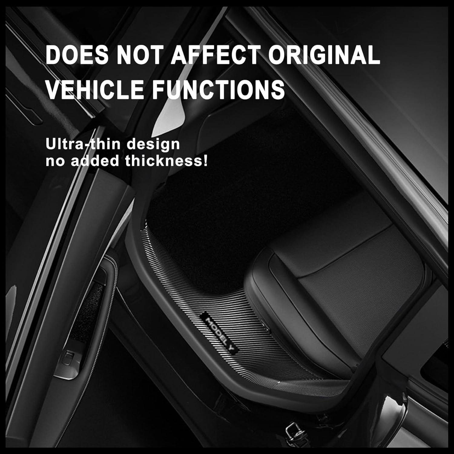 All-in-One Door Sill Protector for Tesla Model Y Juniper (2025-2026), 8PCS Full Set Door Pedal & Rear Bumper Guards, Carbon Fiber Texture Anti-Kick Interior Trim Accessories, Black (Not for Pre-2024)