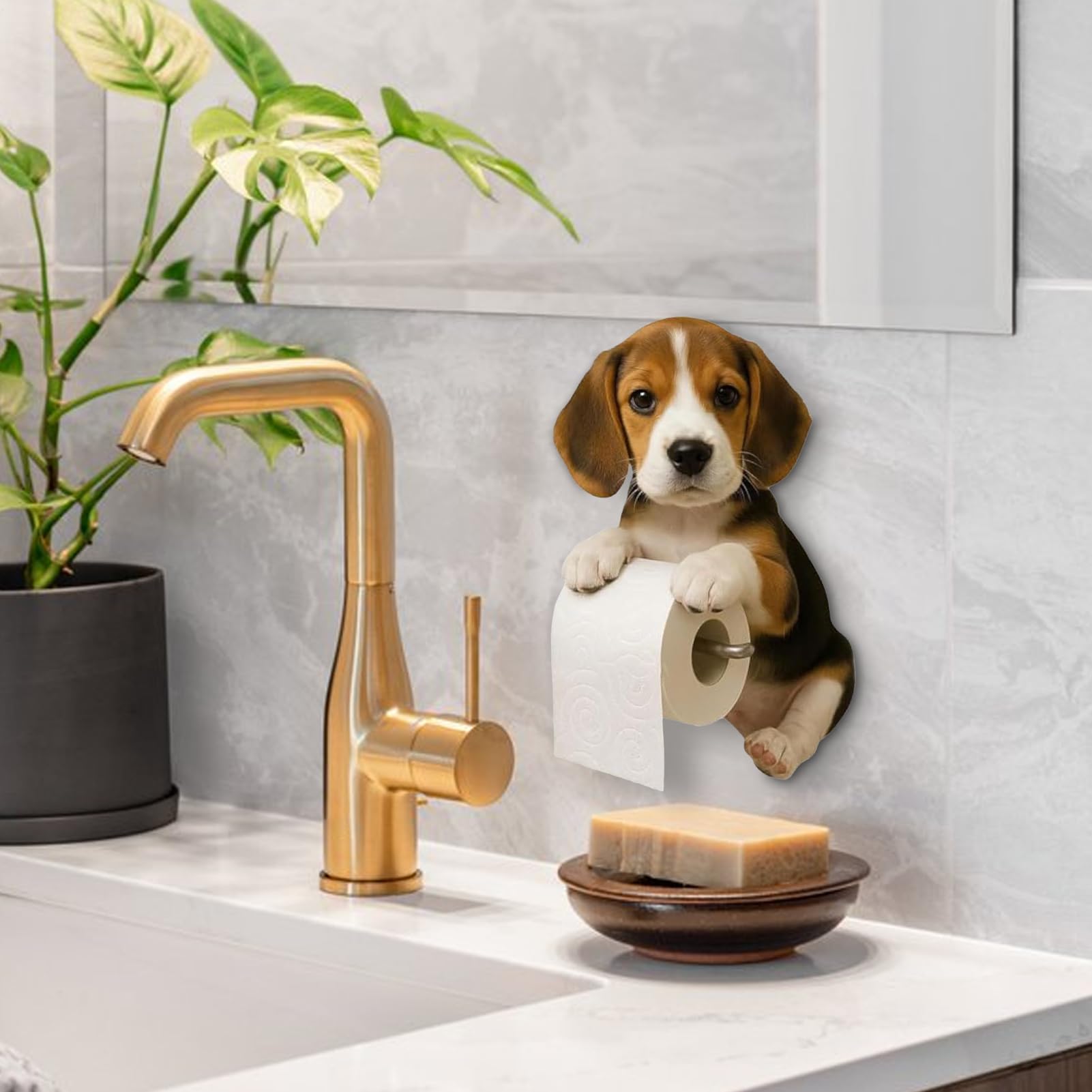 Amazon.co.jp: 犬のトイレットペーパーホルダー、樹脂ビーグル犬