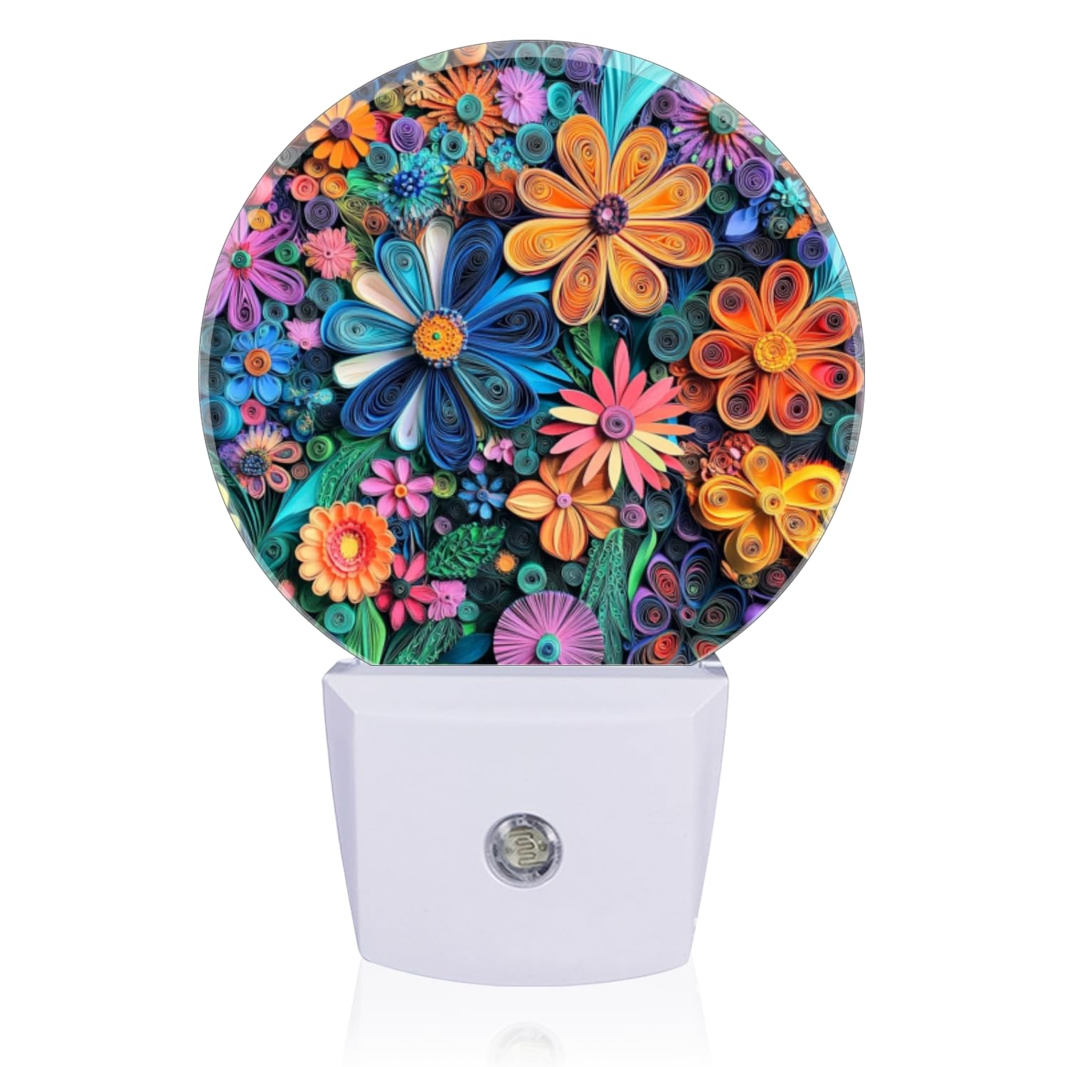Mearafois LED Night Lights Lamp with Dusk to Dawn Sensor Paper Flowers of Multicolor and Shapes Night Light