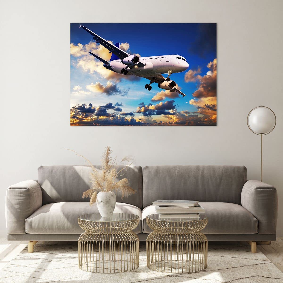 Tableau Déco Impression Sur Verre 100x70cm ARTTOR - Avion Et Amour