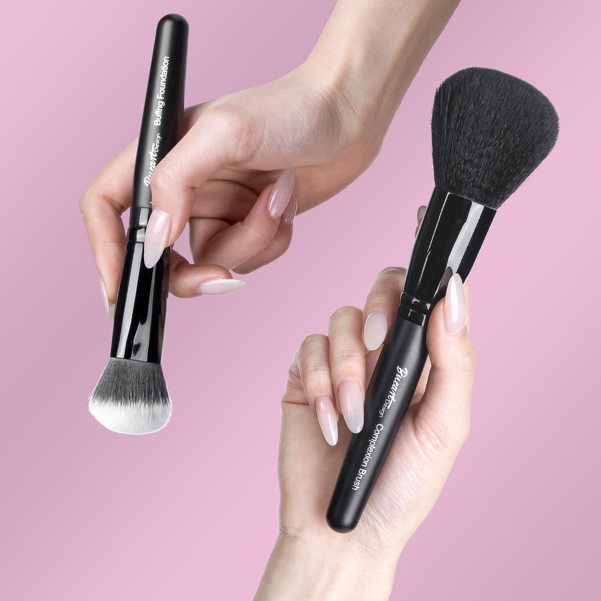 M7 Lot de 2 pinceaux de maquillage pour fard à joues et polissage Noir
