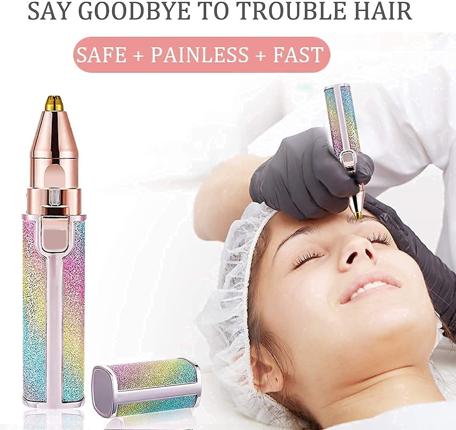 Spefez Eyebrow Trimmer For Women's Face Hair Remover Machine for Upper Lip, Chin,(2 in 1) Rainbow Color 2