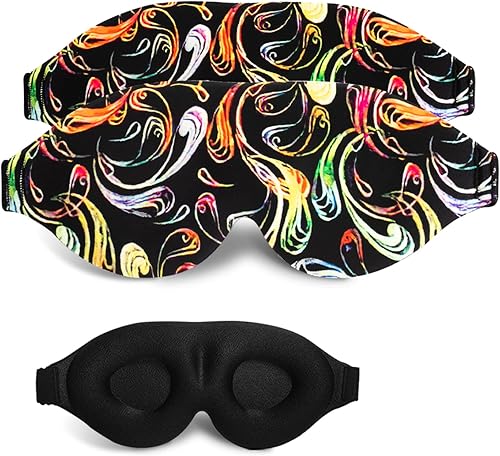 Paquete de 2 máscaras para dormir para hombres y mujeres máscara para dormir con contorno 3D con diadema ajustable bloquea la luz suave y cómoda