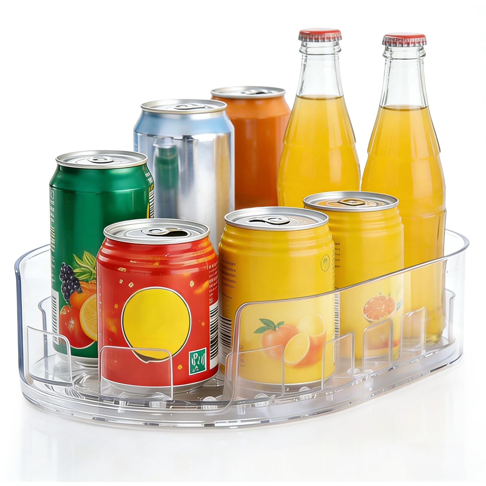 Lazy Susan Turntable Organiser for Fridge, 360° PET Rotating Spice Racks