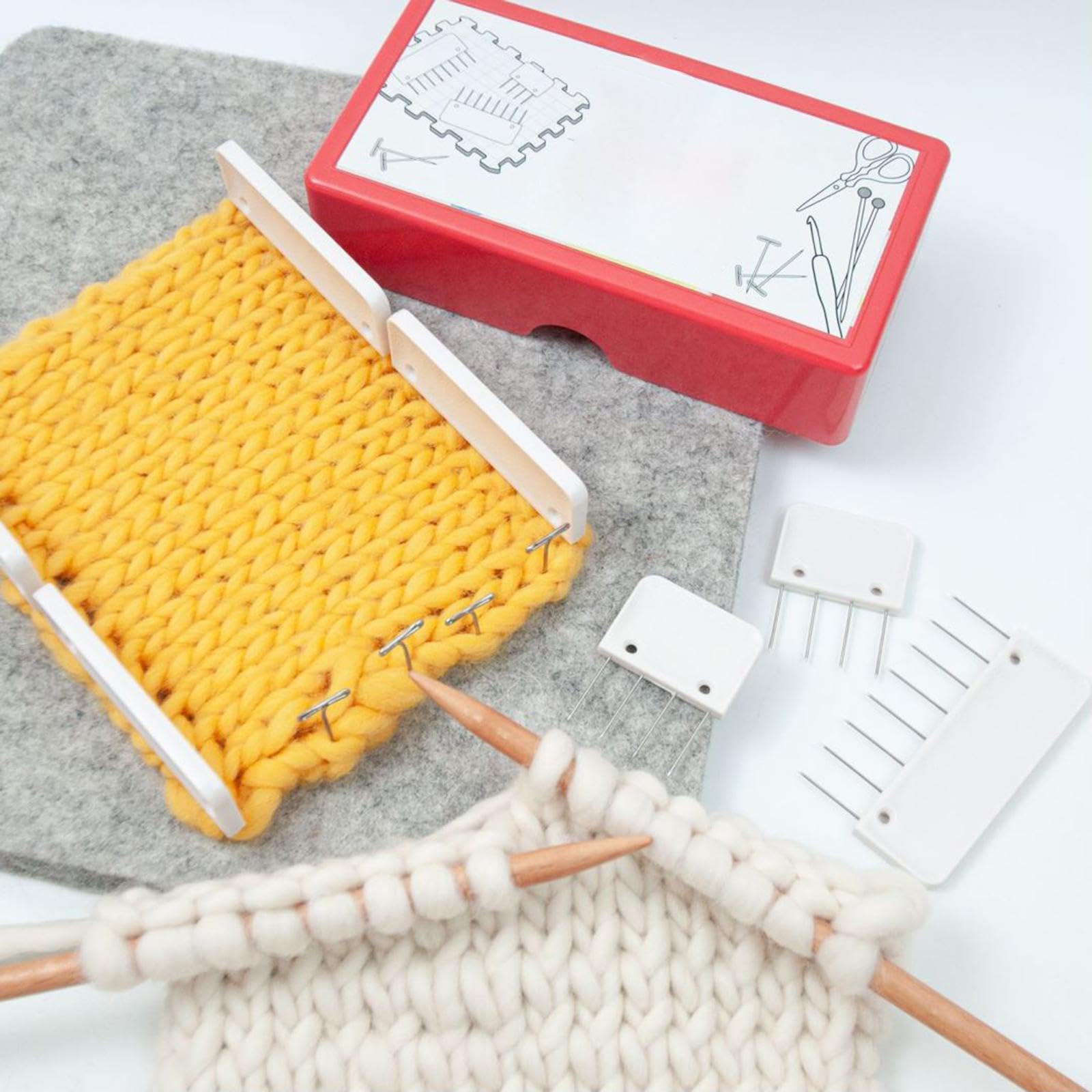 Juego de 2 peines de bloqueo de macramé, alfileres de ganchillo en T, herramientas de modelado para cobijas