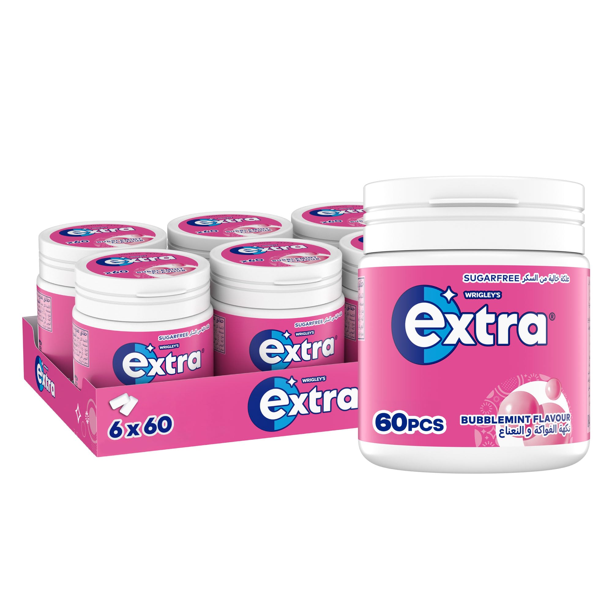Extra Gum Bubblemint, Sugar Free Chewing Gum Pack of 6x84g, Get Fresh on the Go, and Ready for Every Opportunity