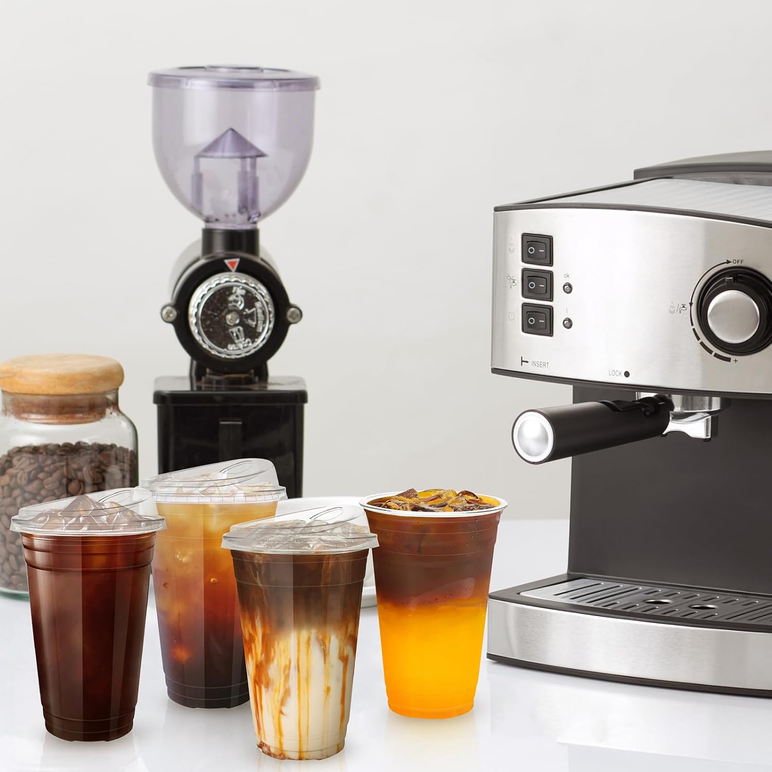 50 Sets 20 oz Plastic Cups with Strawless Sip Lids, Disposable Iced Coffee Cups with Lids, Clear Plastic Cups with Lid for Cold Beverage, Smoothies, Juices - Image 5