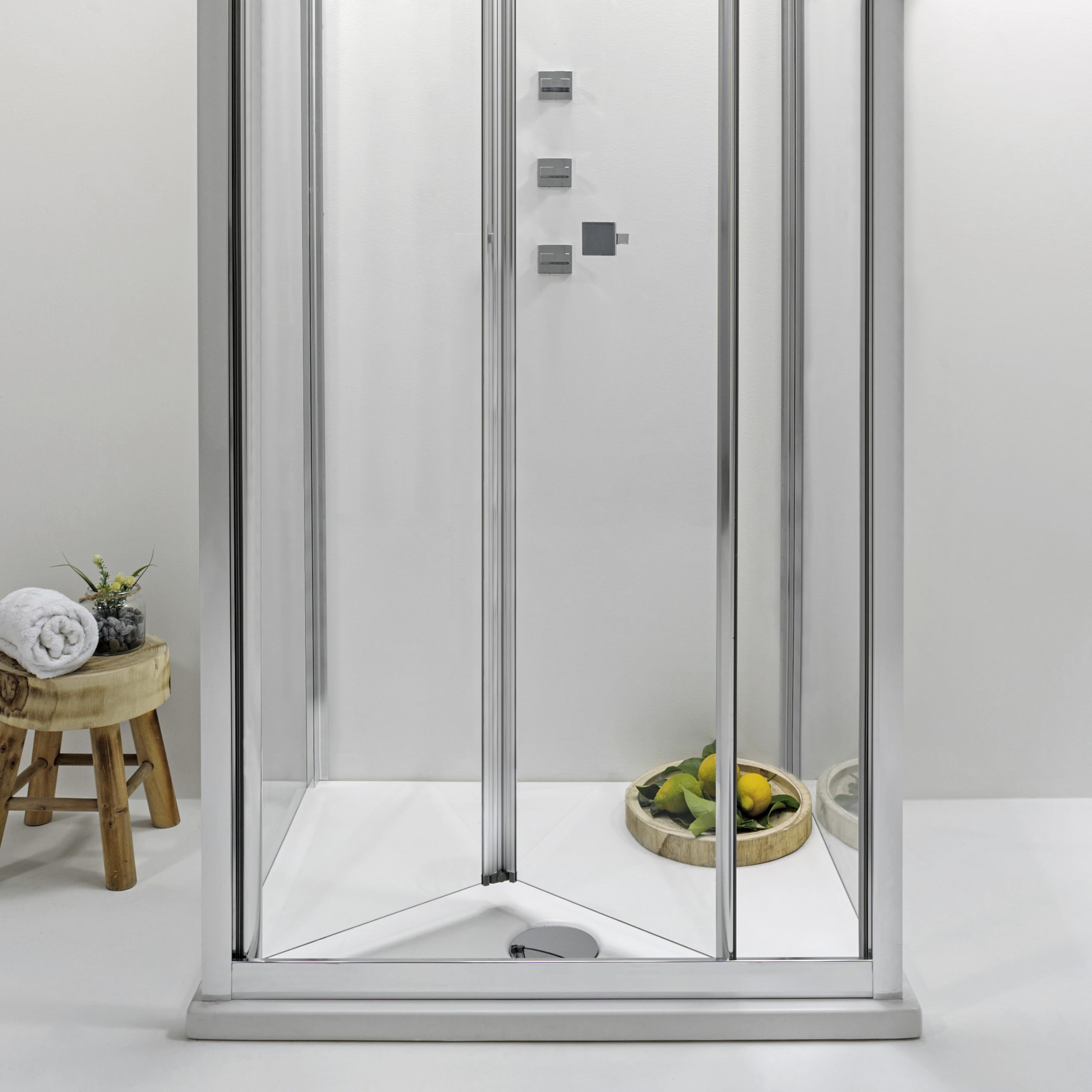 Box Doccia 3 Lati 80x80x80 cm x h190 - Cabina Doccia Pieghevole con Apertura a Libro, Vetro Temperato 6 mm, Profilo Cromato e Chiusura Magnetica - Regolabile e Facile da Installare