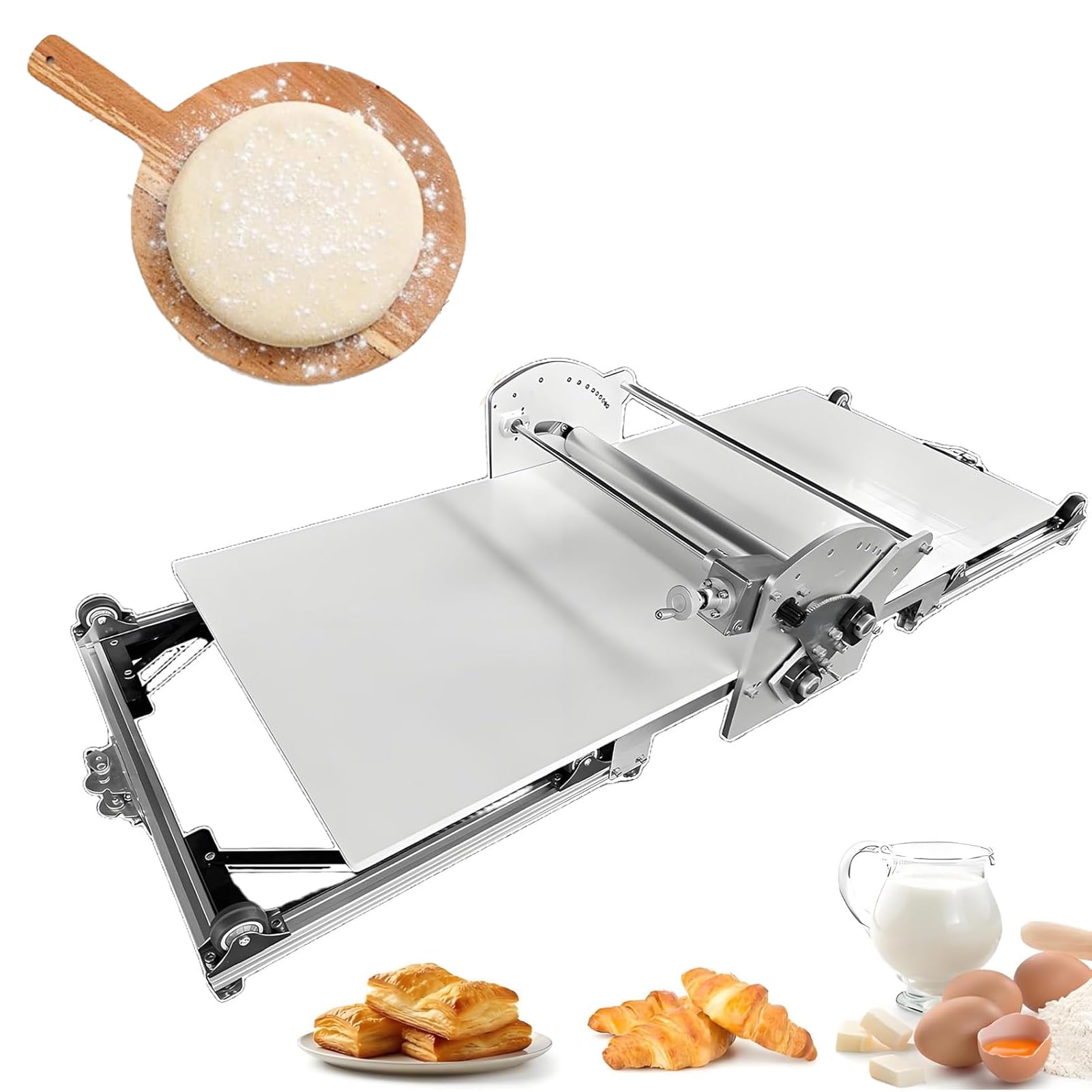Laminoir à PâTisserie Pliable Professionnel, Machine éLectrique à Abaisser en Acier Inoxydable avec éPaisseur RéGlable pour GlaçAge Et Massepain