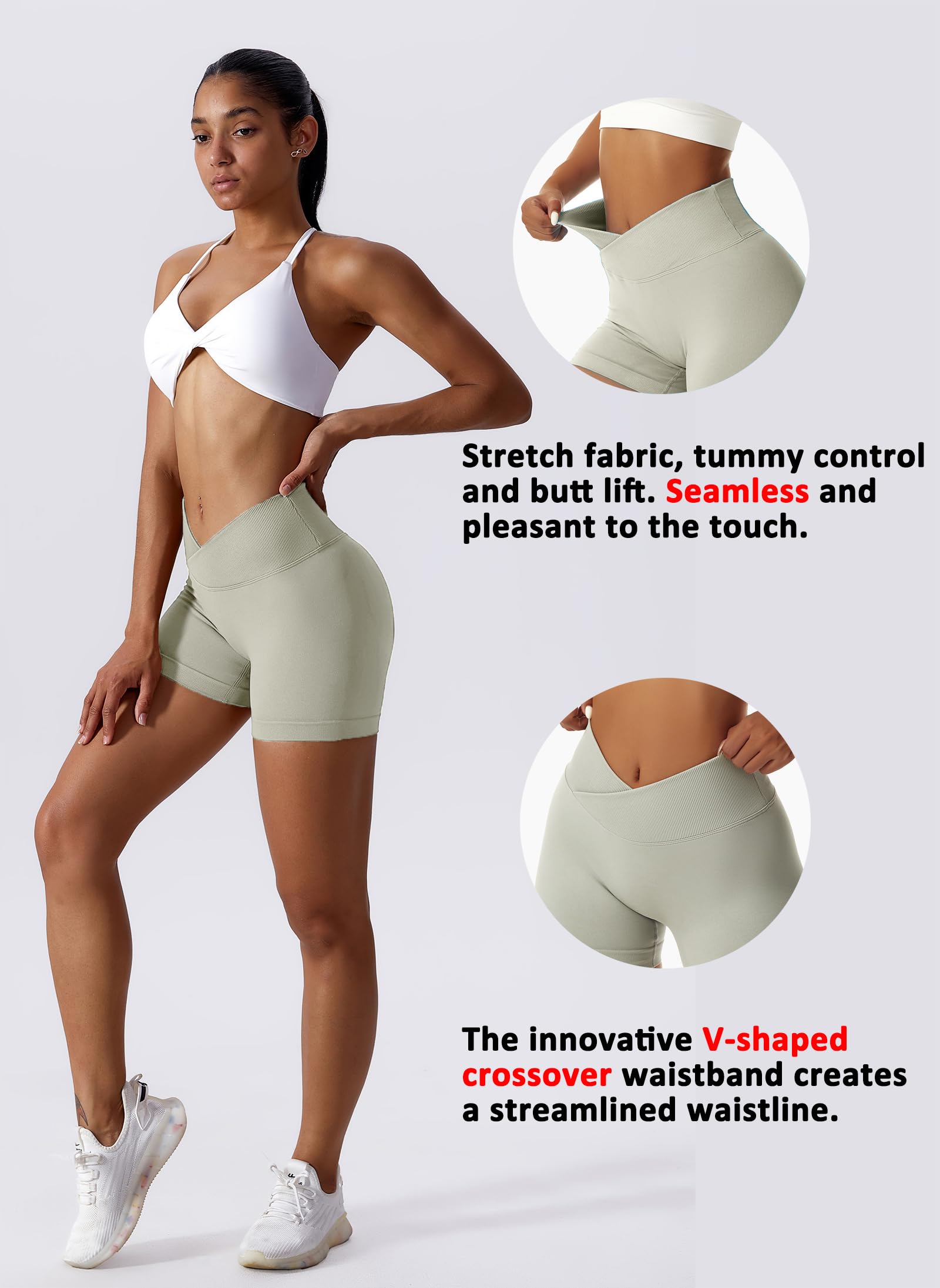 Coswind Pantaloncini Palestra Donna Sportivi Shorts Leggins Push Up Fitness Corti Modellanti a Vita Alta Yoga