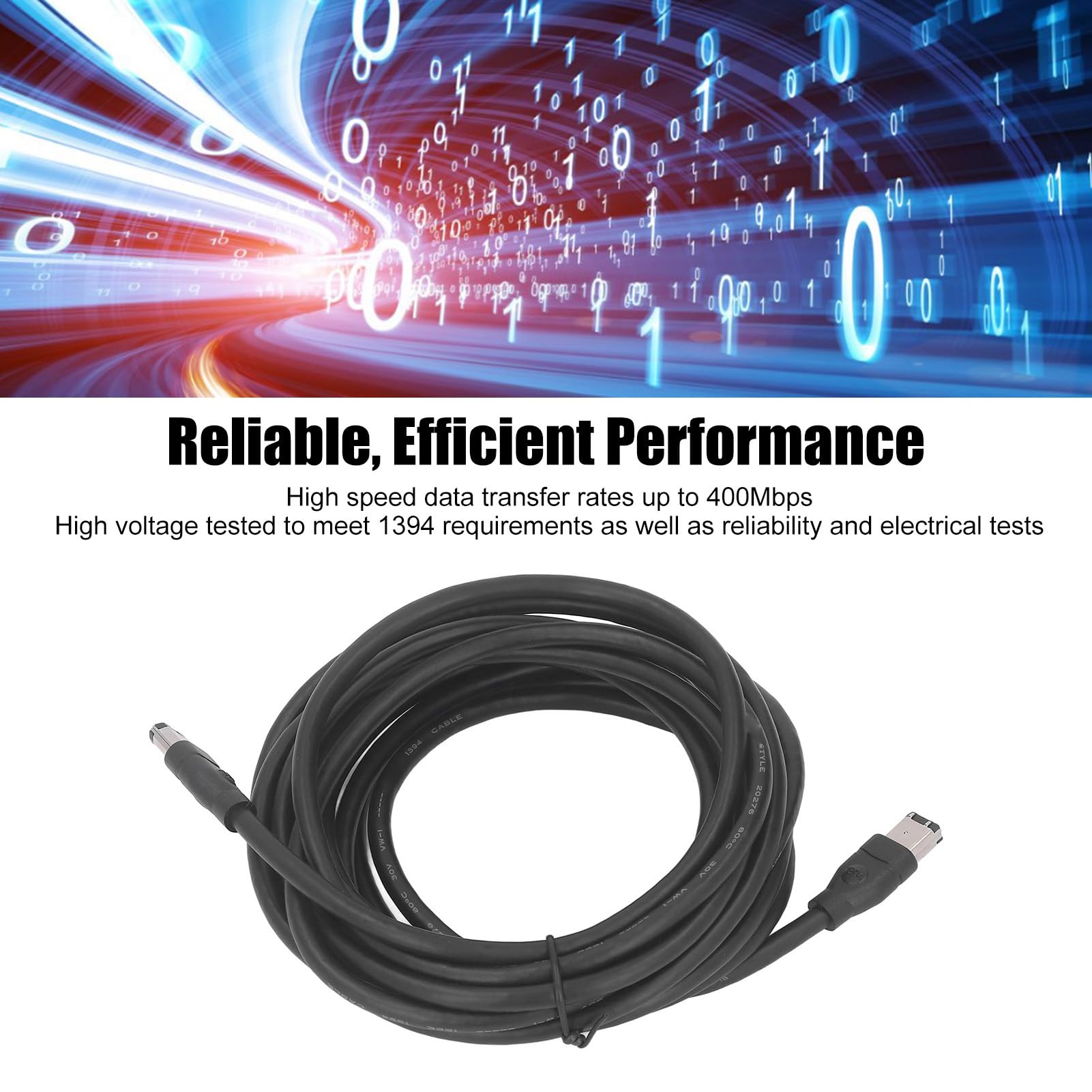 Cuifati Cable Firewire DV, Cable Firewire Premium de Alta Velocidad, 6 Pines Macho a 6 Pines Macho IEEE1394 Cable Firewire para Videocámara Cámara Digital Impresora 14.8 Pies