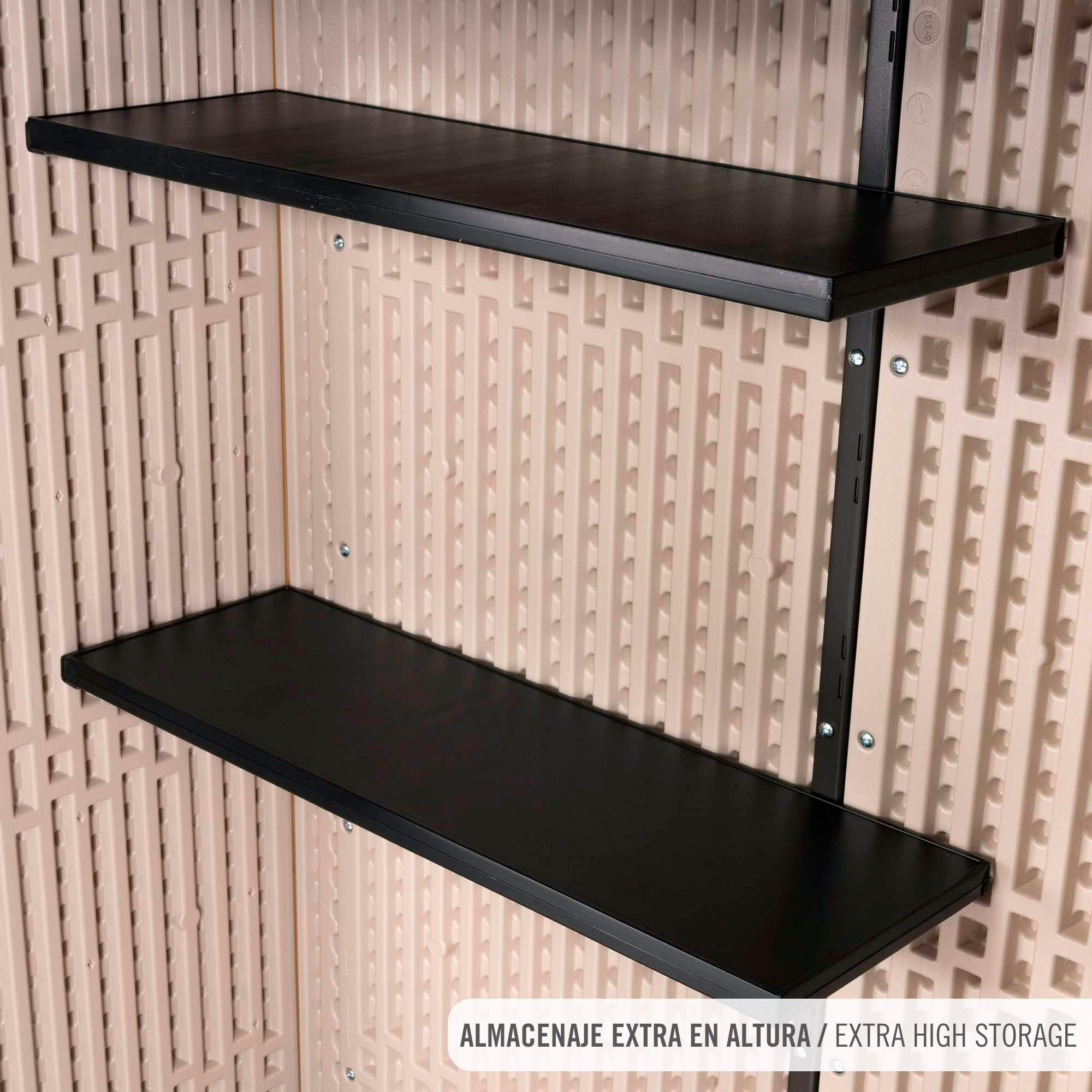 LIFETIME Armario Exterior Vertical Rough Cut™ 1.500 L, Polietileno HDPE, con Suelo, Doble Puerta con Cierre para candado, Estructura Reforzada, estantes Interiores, Resistente a la Intemperie (92315)