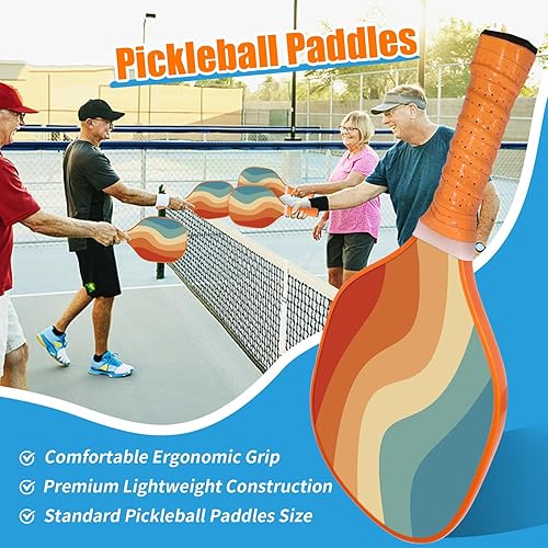 Miniatura 2 de Juego de 2 palas de pickleball con superficie de fibra de carbono cruda, ligera, agarre antideslizante que absorbe el sudor, bolsa de pickleball