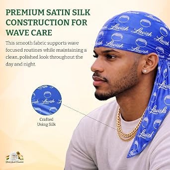 Satin Silky Durag, Satin Wave Cap for Sleeping, Headwear, Mens Stylish Accessory for Daily Wear