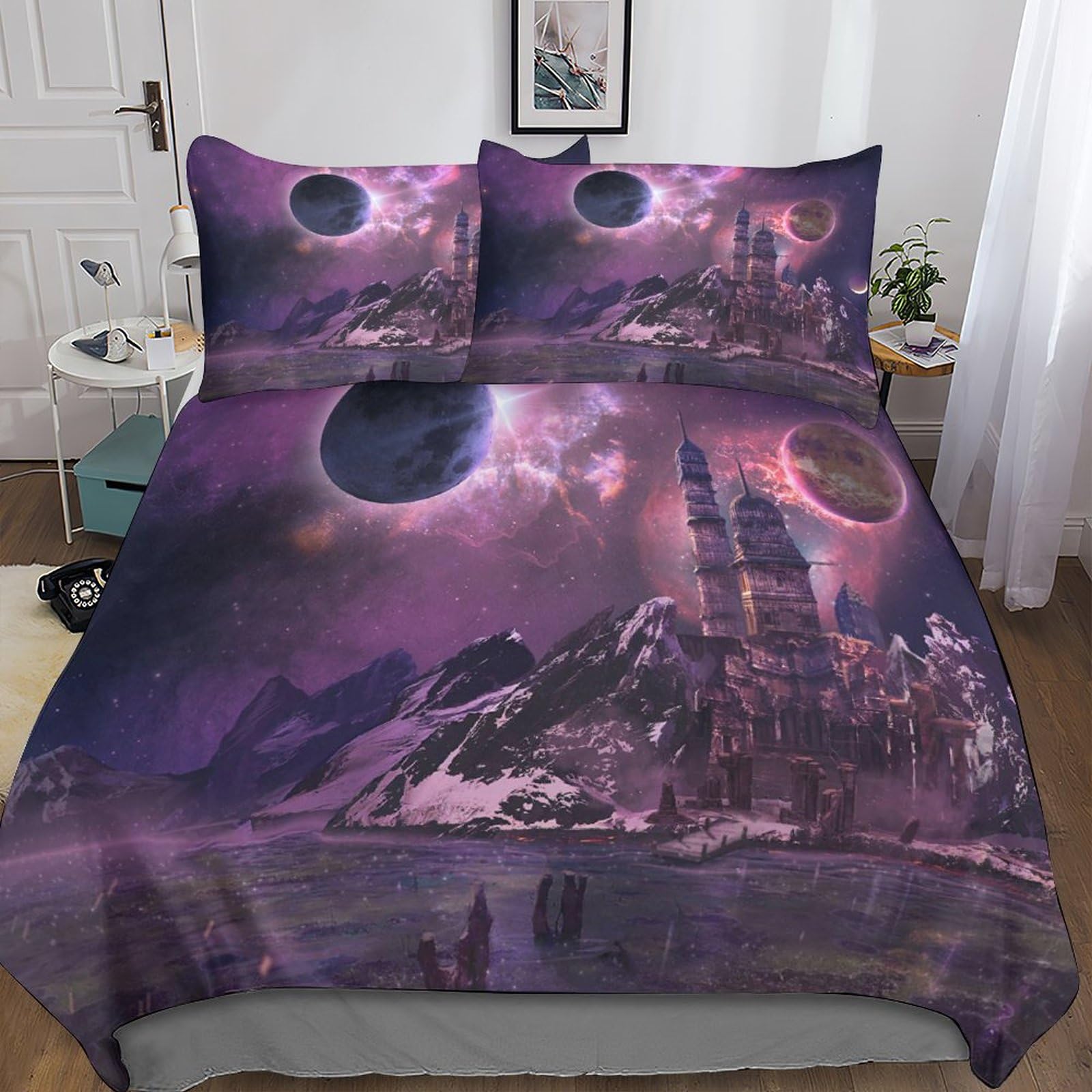 Parure de lit 3 pièces King size avec housse de couette cinéma 3D et taies d'oreiller