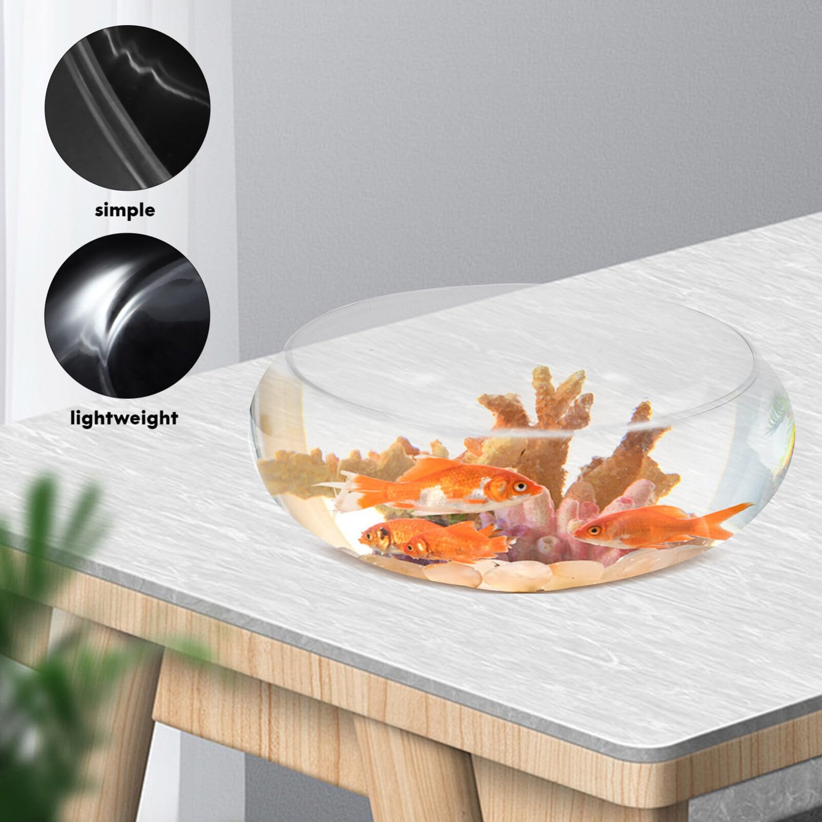 Hanabass Pecera De Cristal Transparente De 9.84 Pulgadas Acuario Redondo PequeñO para Peces Betta Y Plantas HidropóNicas JarróN De Boca Ancha para Escritorio DecoracióN De Hogar Oficina
