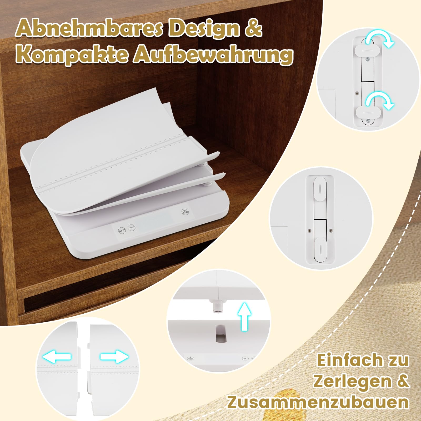 COSTWAY Babywaage digital, 50 g bis 150 kg, Kinderwaage mit abnehmbarem Tablett, Säuglingswaage mit LED-Anzeige, 5 Messmodi & Tarafunktion, Dititalwaage, Tierwaage für Baby, Erwachsene