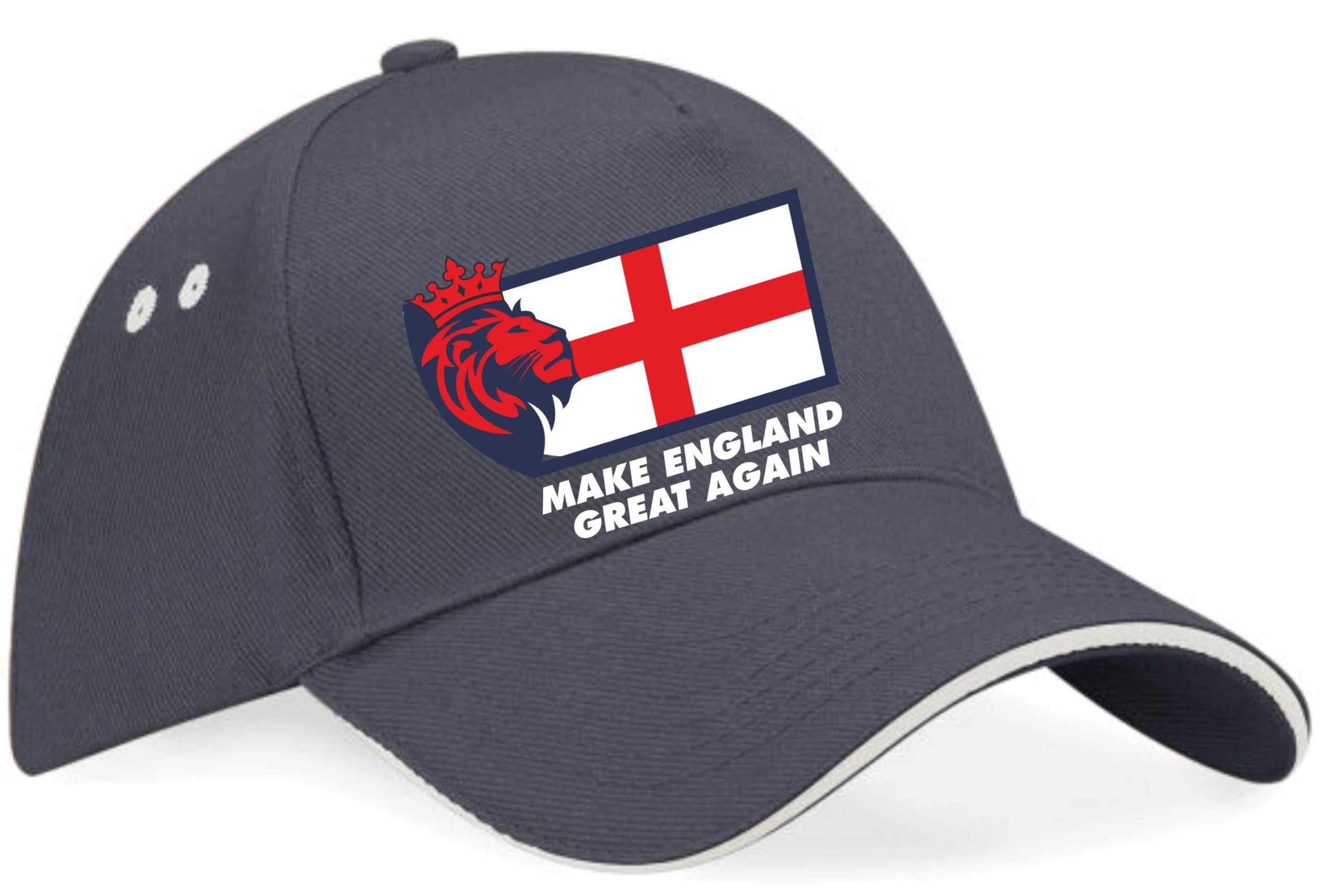 Print4u Unisex Grey Baseball Cap Make England Great St George Cross Lion Head Patriot