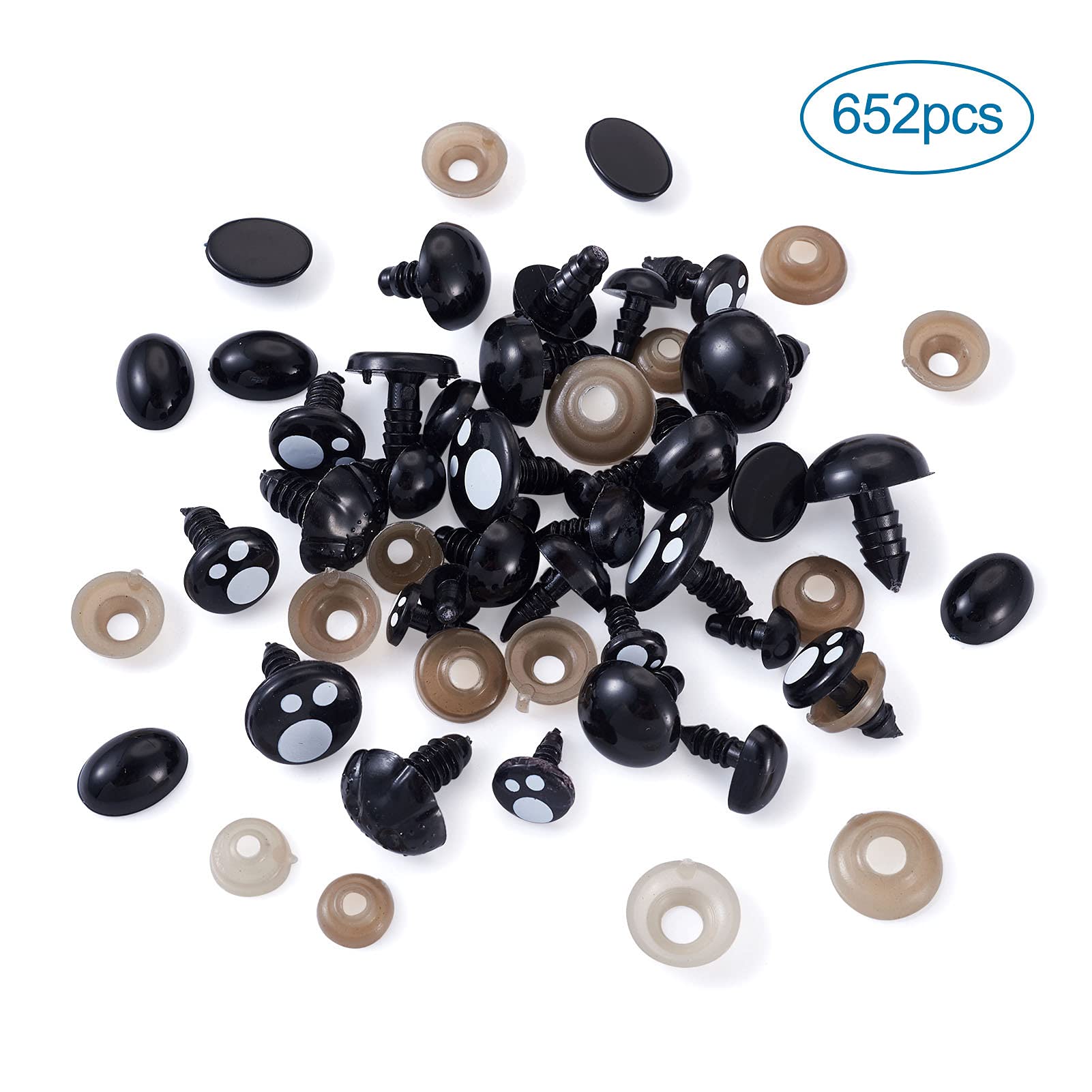 Cheriswelry 653pcs Black Plastic Doll Eyes & Noses Crafts Stuffed Crochet Toy Eyes Noses with Washers Plastic Handle for DIY Doll Plush Toys Stuffed Animals Making - Image 2
