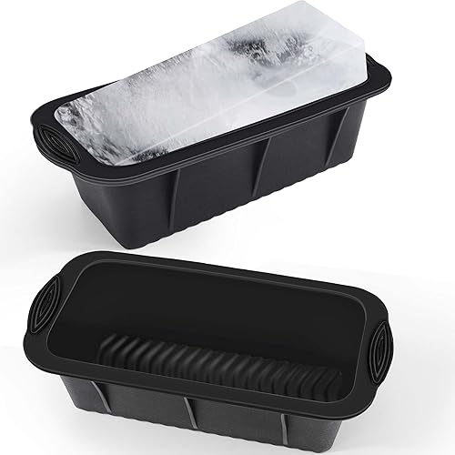 AIERSA Molde de bloque de hielo extragrande, 2 moldes de hielo grandes para baño de hielo, moldes de silicona para cubitos de hielo o enfriadores,