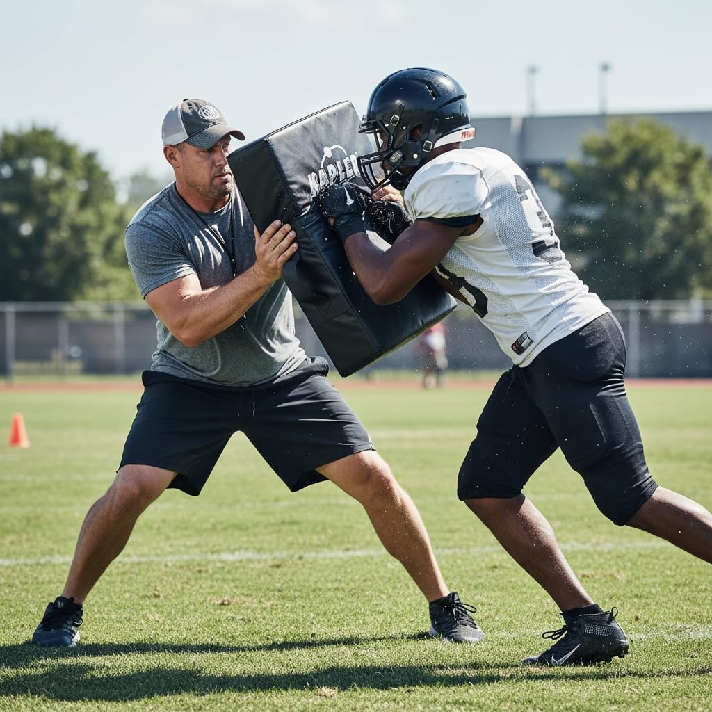 Kapler Football Blocking Pad Kicking Shield for Basketball Martial Arts Training - High Density Foam 5 Handles Strike Dummy for Lacrosse Hockey MMA Sports - 26X18in