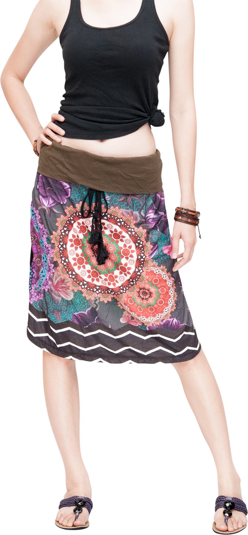UndergroundMidi Skirt Bohemian Mandala Gypsy Tribal Folding Waist Apron