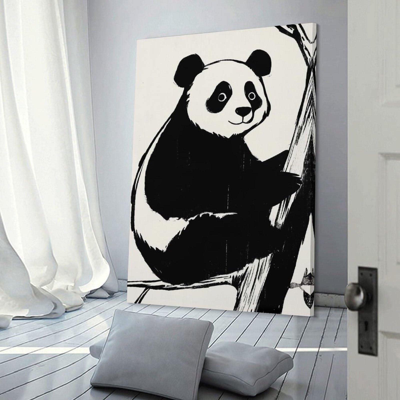 Junmoney Panda on Branch Home Decor Wall Art, 24x36inch(60x90cm), for Living Room, Bedroom Or Home Office, Home Decor Gift with Stylish Appeal