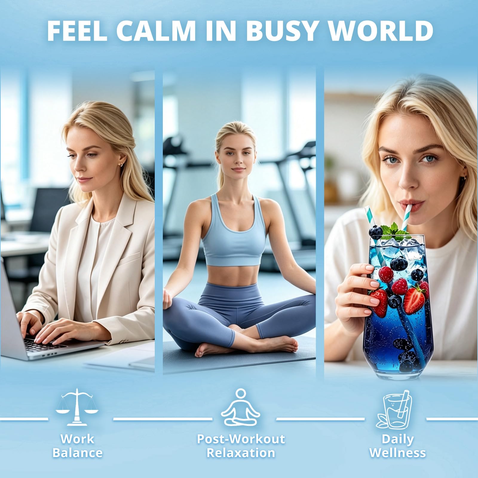 Calming Cortisol Supplement for Women, Calm Magnesium Glycinate Powder Drink Mix with Ashwagandha, Blue Spirulinac, L-Theanine, GABA, For Cortisol Balance Sleep Relax Mood, Mixed Berry , 30 Ct — Amazon image 6