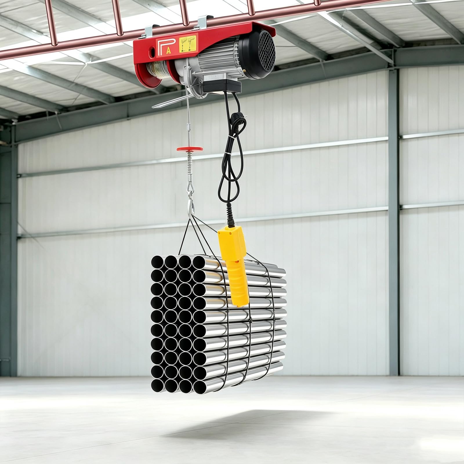 Elektrische Seilwinde, 1300W 800KG Elektrischer Kettenzug Motorwinde