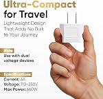 Unidapt European to Canada Plug Adapter, Unidapt Europe to US/CA Plug Adapter, EU to US Plug Converter, Travel from Europe to Type A Outlet, Power Travel Adapters European to Canada, America, Mexico