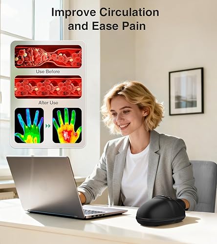 Vista 4 de Medcursor Masajeador de manos, masajeador de manos con calor y compresión para túnel carpiano y articulaciones rígidas, alivio del dolor de muñeca a