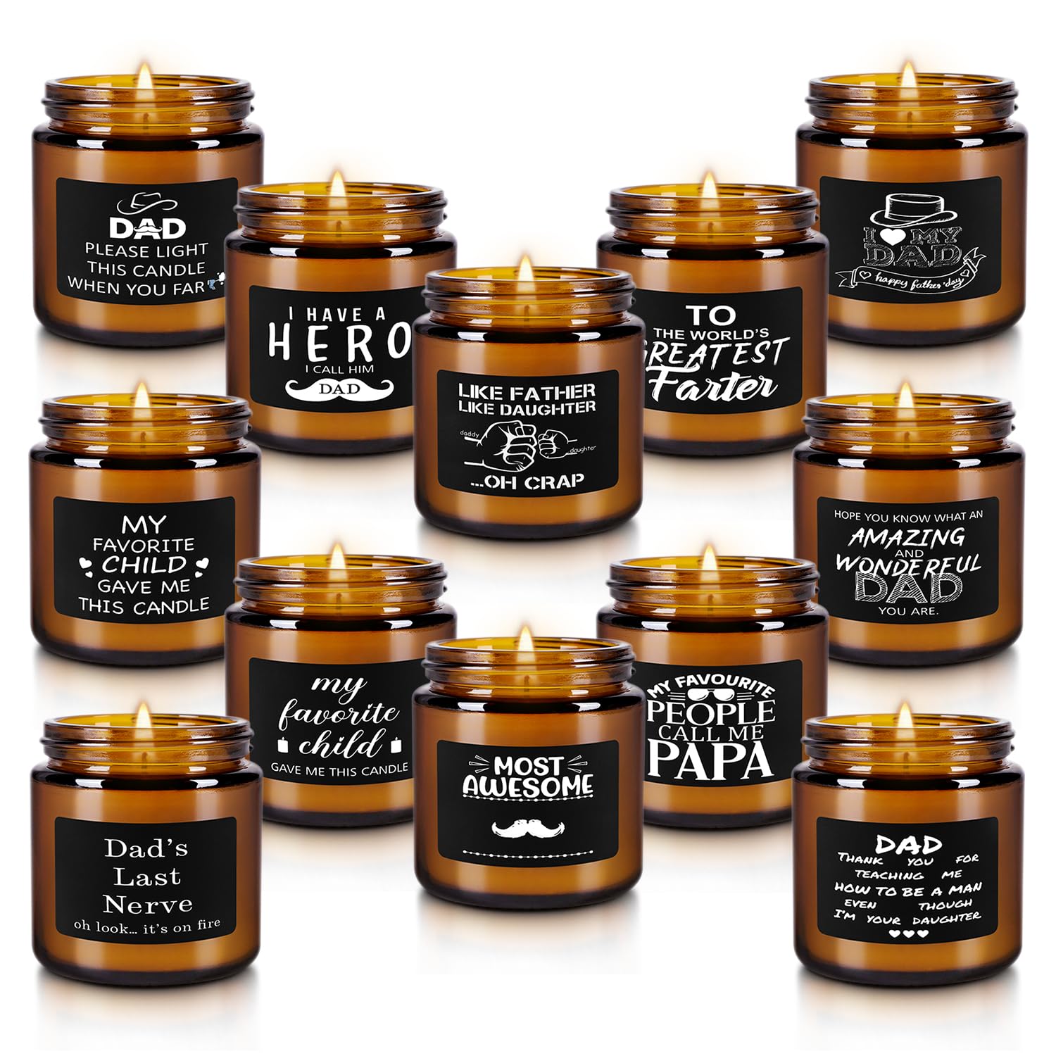 CAKETYCG 12-Pack Amber Jar Candles