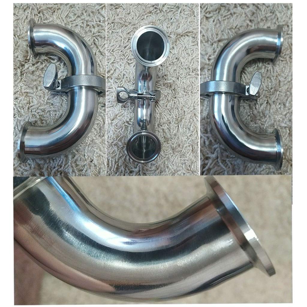 ANWUYANG Raccordo Sanitario A Gomito in Acciaio Inox, 19mm 25mm 32mm 38mm 45mm 51mm 57mm 63mm Tubo Od Feerule + Tri Morsetto + Guarnizione in Silicone (Size : 57mmOD77.5mm)