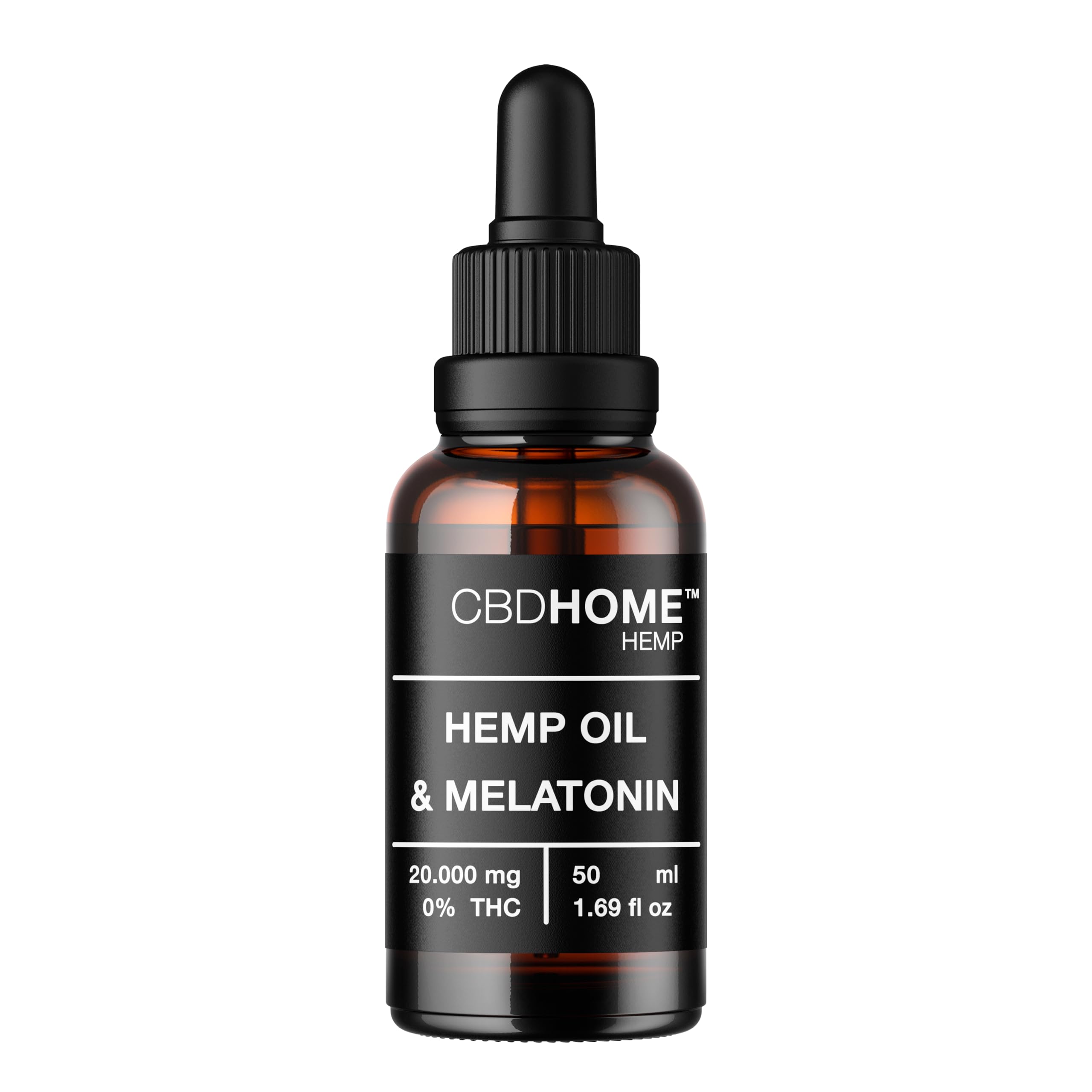 CBHOME Oils - Aceite de Semilla de Cáñamo al 40% + Melatonina - 50 ml - Base de Coco y Semilla de Cáñamo Ecológico - Prensado en Frío - Sin Aditivos - 100% Vegetal - Certificado Ecológico UE