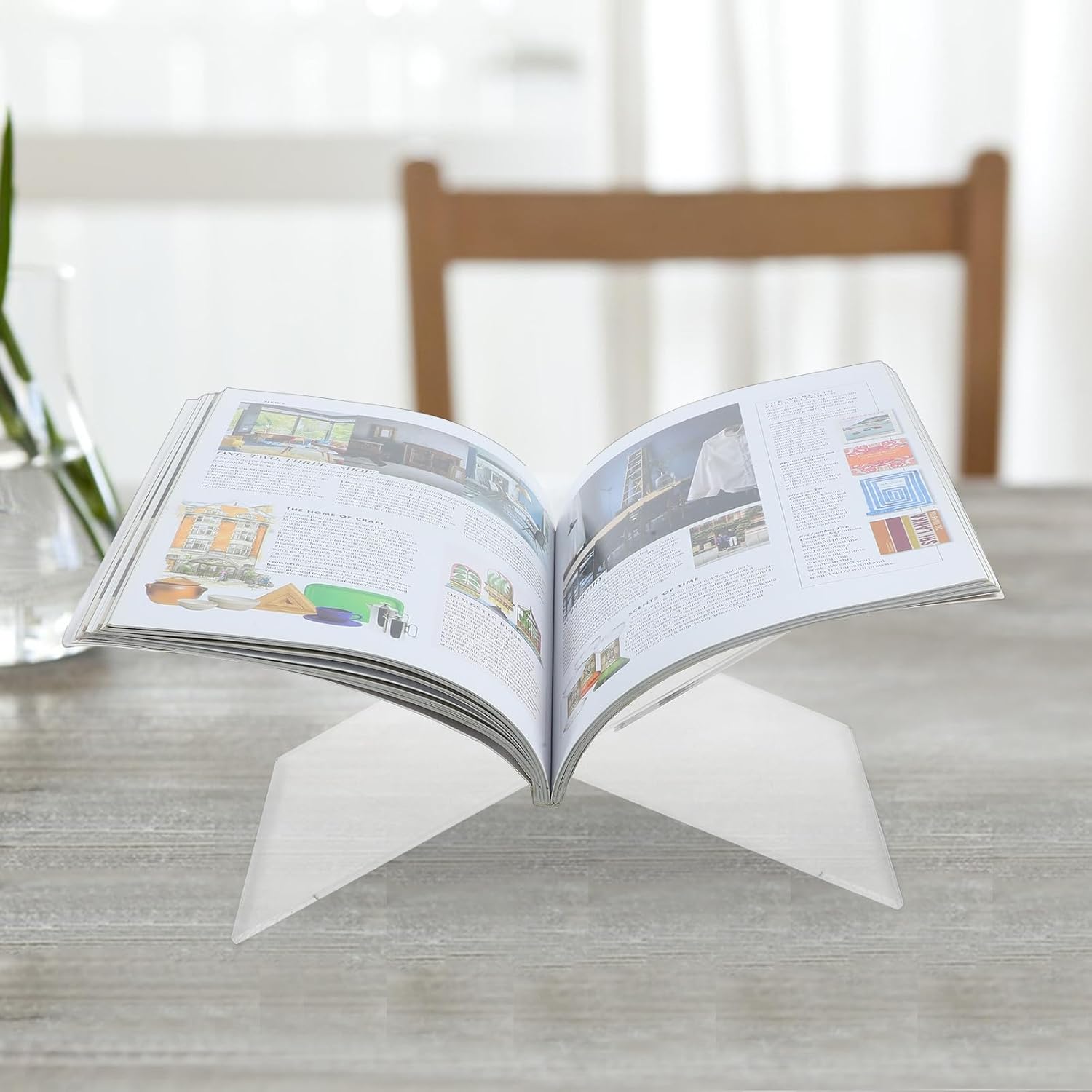 jojofuny Acrylic Cookbook Stand Recipe Book Holder with Stable Base for Kitchen Counter, 15x31cm Large Reading Display Rack for Cookbooks and Magazines