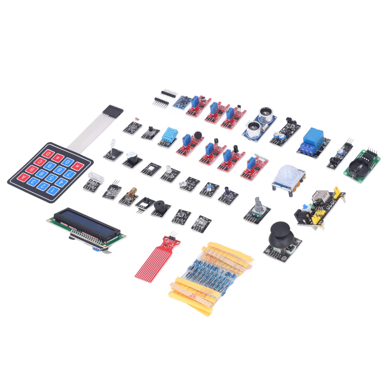 Kit de componentes electrónicos de módulo de Sensor de 37 Piezas con Resistencia de 100 Piezas práctico para usuarios de RPI