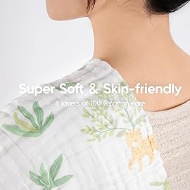 Maliton Muslin Baby Burp Cloths 20 x 10 - Large, 6-Layer, Ultra Absorbent 100% Cotton for Baby Drool & Messes, Soft, Pack of 6, Safe & Gentle Baby Rags for Boys & Girls - Floral