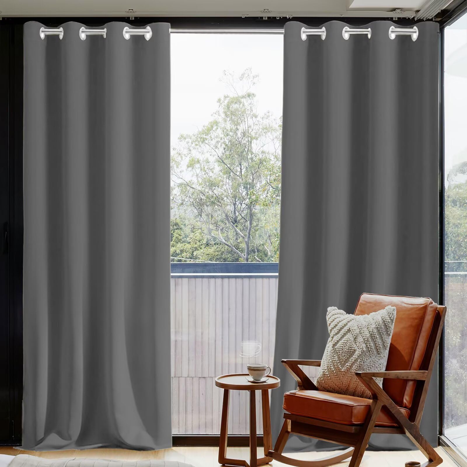 Tenda Termica 150x250cm Isolante Freddo e Caldo con Anelli 1 Pezzi Impermeabili Tenda Isolante Termica per Soggiorno Interni Ufficio Porta Grigio Scuro