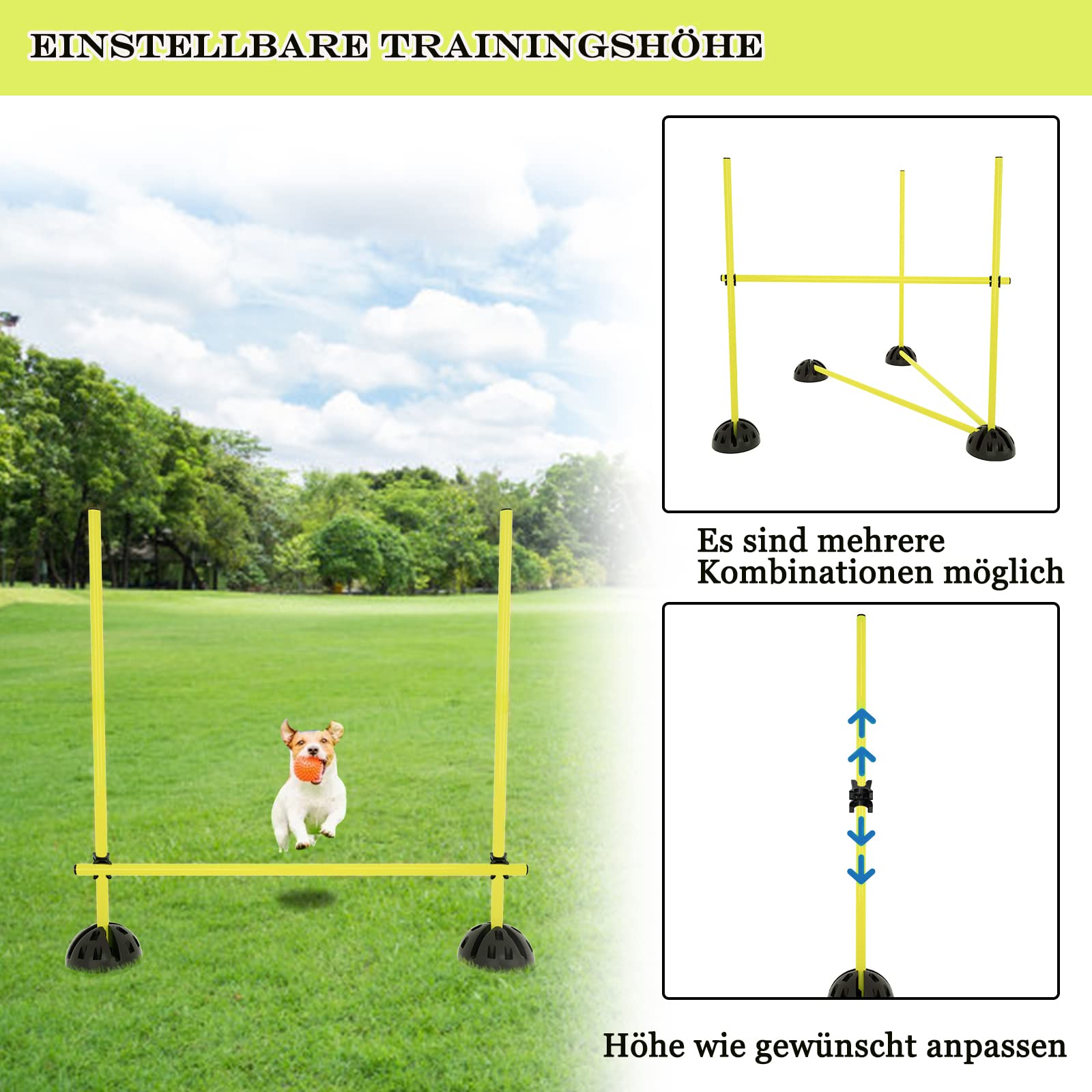 LILIIN Agility Kit de barres de saut pour entraînement conditionnel obstacles de coordination pour le saut dribbling et l'agilité, avec 15 barres de 100 cm, 10 clips