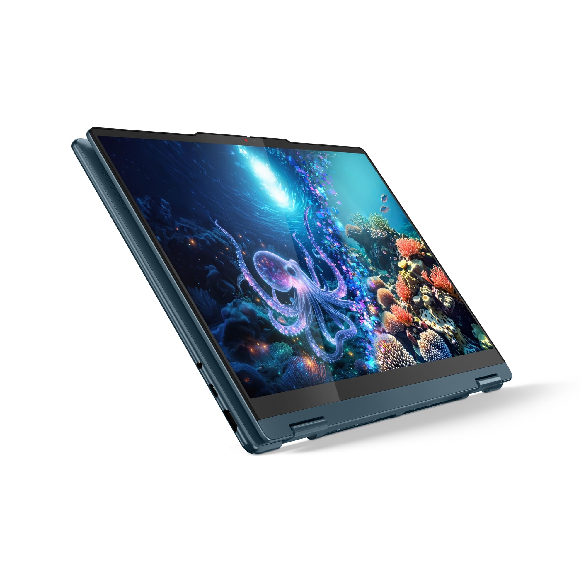 Lenovo Yoga 7 - Ordenador portátil 2 en 1, Copilot+PC, 14" WUXGA OLED, AMD Ryzen AI 7 350, 16 GB de RAM, SSD de 512 GB, AMD Radeon 860M, Win11, QWERTZ, Tidal Teal, 3 Meses Premium Care, Incluye Funda
