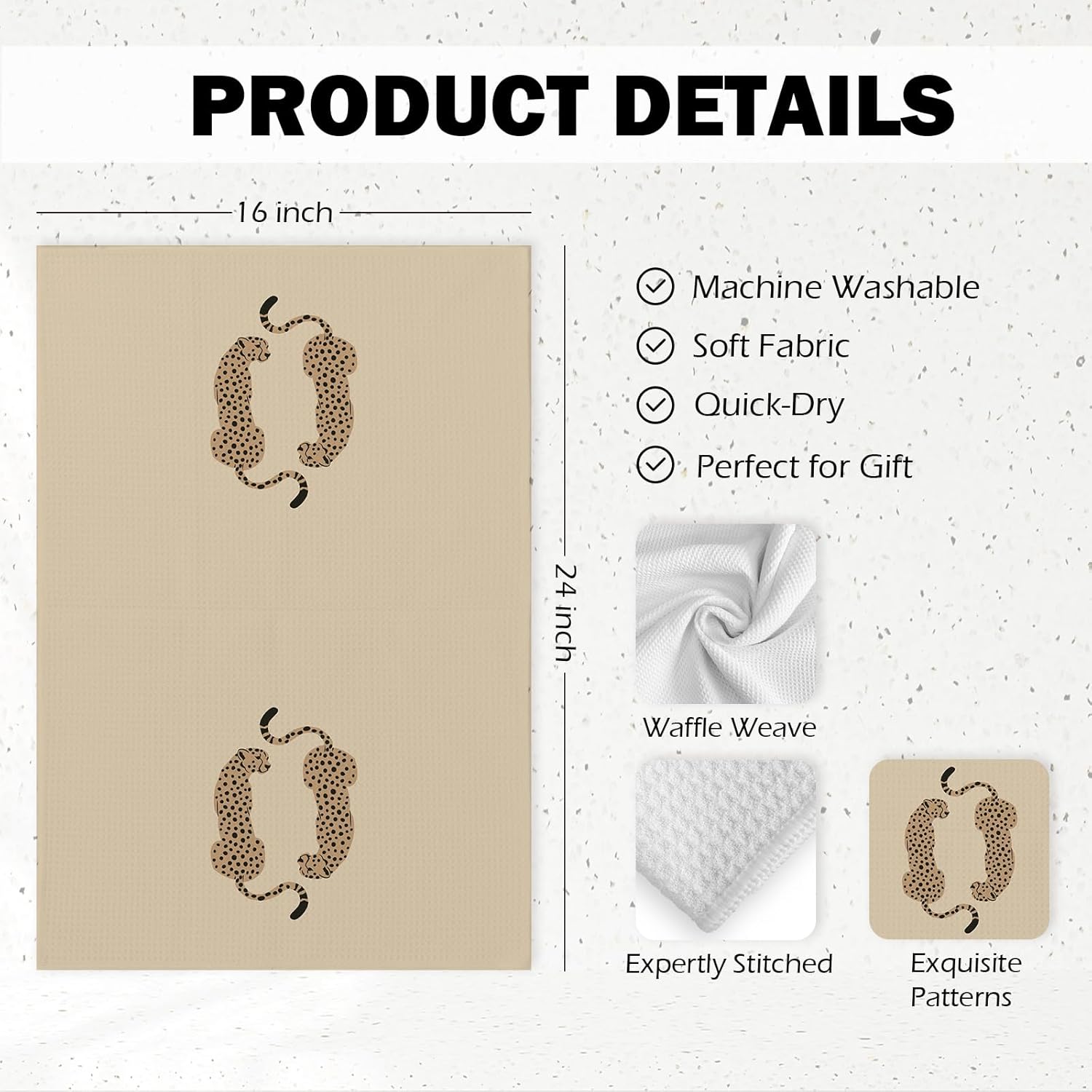 Funky Leopard Cheetah Kitchen Towels, Trendy Preppy Cheetah Gifts for Women Teen Girl Dish Hand Tea Towels, Maximalist Leopard Decorative Towel for Dorm Bathroom Restroom Decor, 16x24inch - Image 7