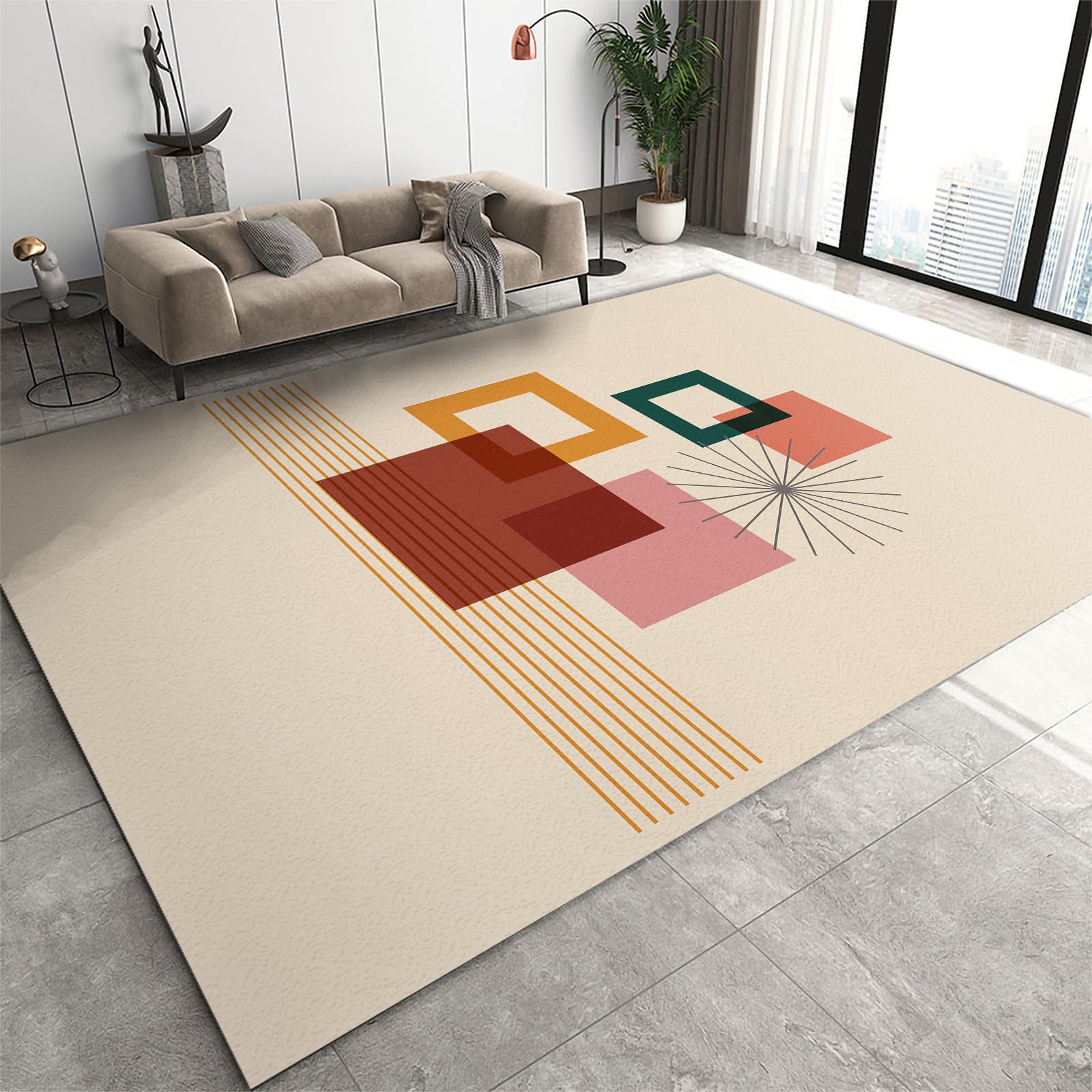 Tapis moderne antidérapant et doux à rayures pour appartement et salon