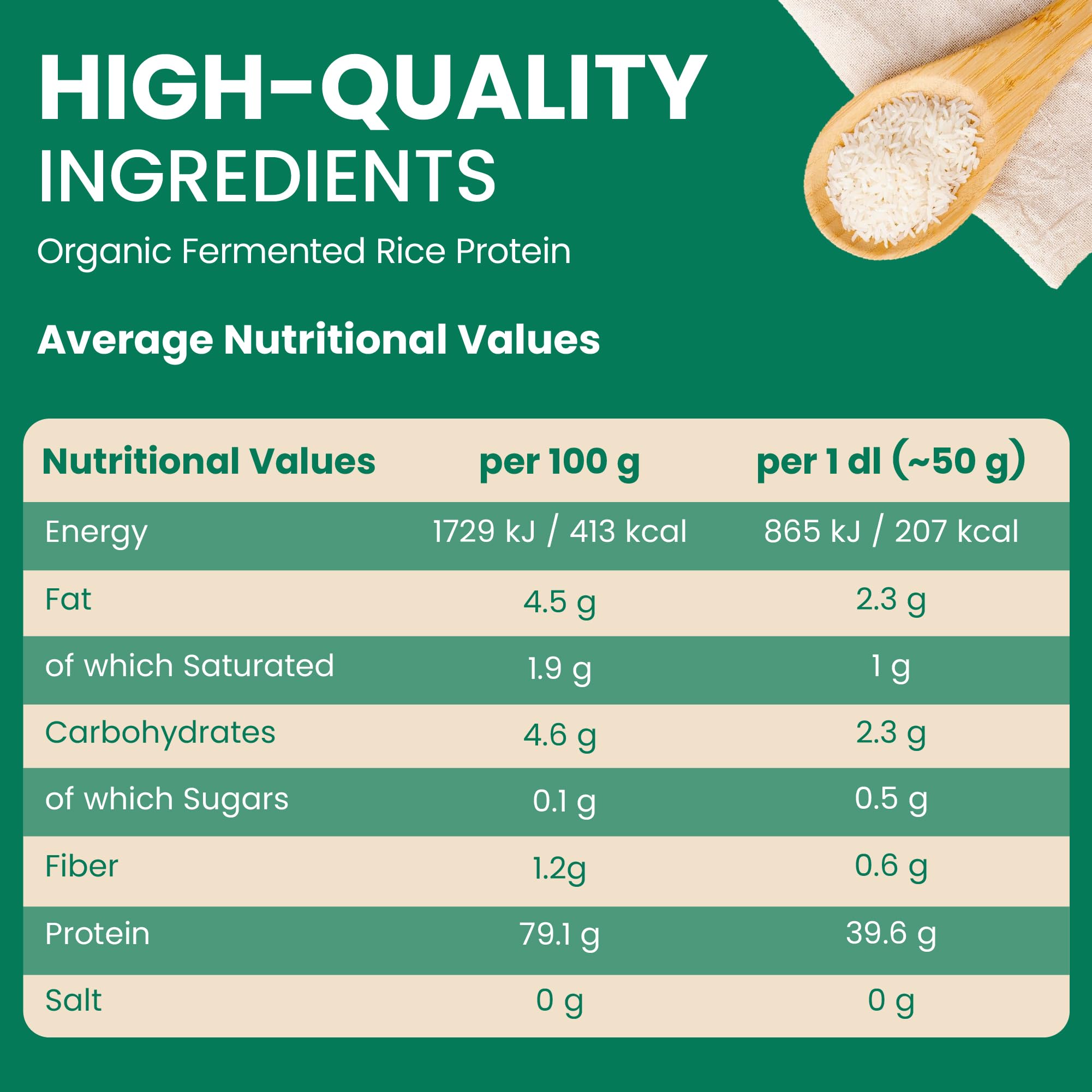FOODIN Riso proteico in polvere 650 g, di riso germinato, senza glutine e polvere proteica vegana senza dolcificante artificiale, vaniglia