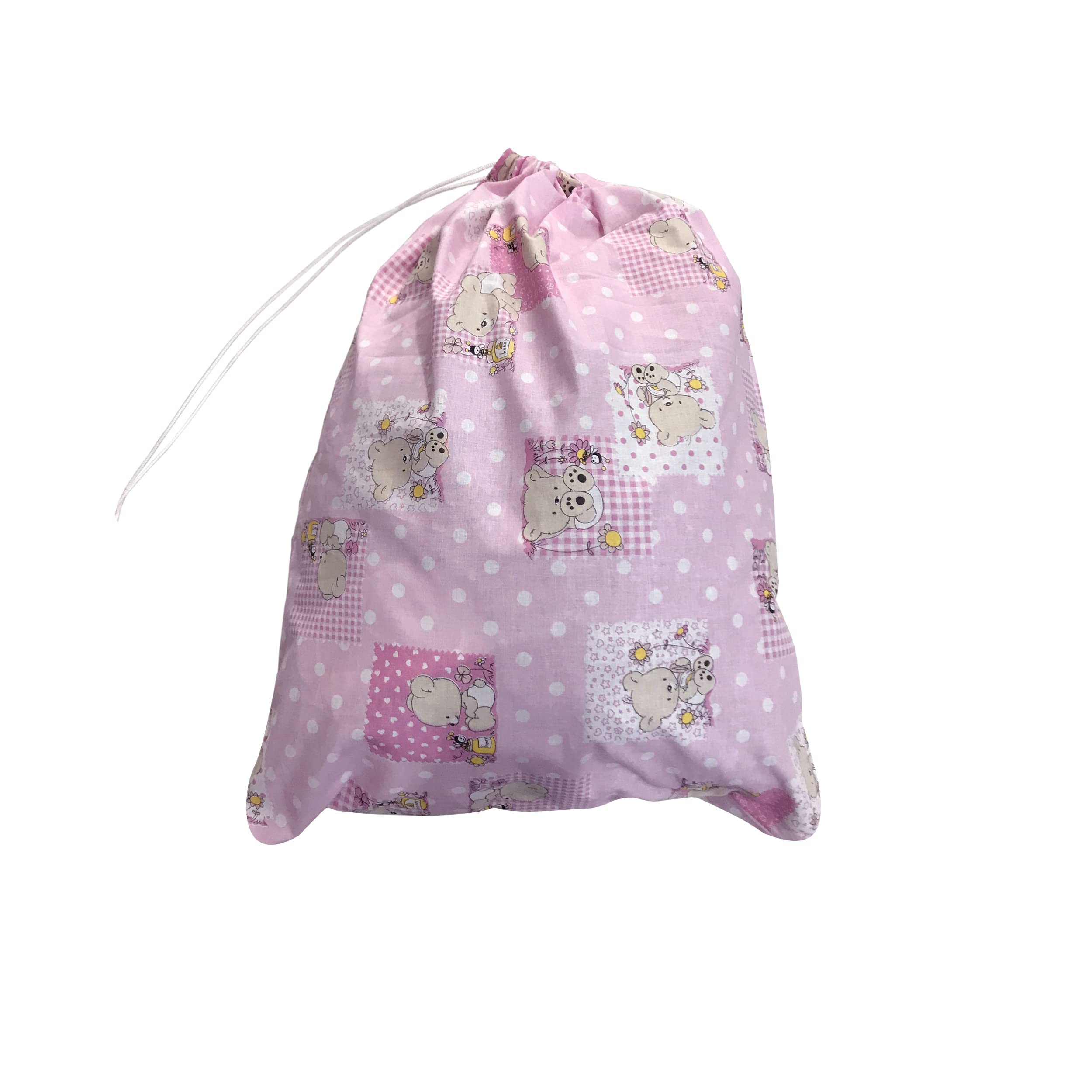 Panini Tessuti Saco de Dormir y Saco de guardería para bebés de 2 a 6 años - Tejido Acolchado 100% algodón, para Dormir en la guardería y en casa - Made in Italy (Saco de Dormir Osos y Abejas Rosas
